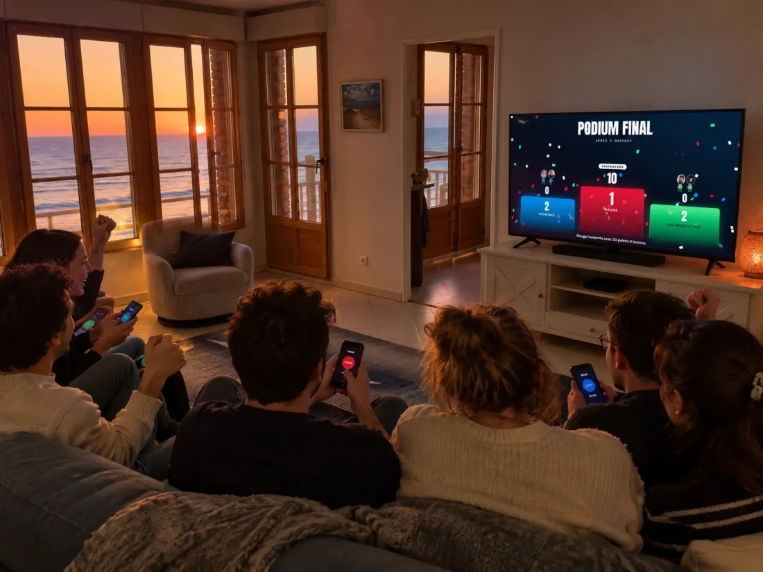 the final podium, from the sofa. Illustrative mockup.